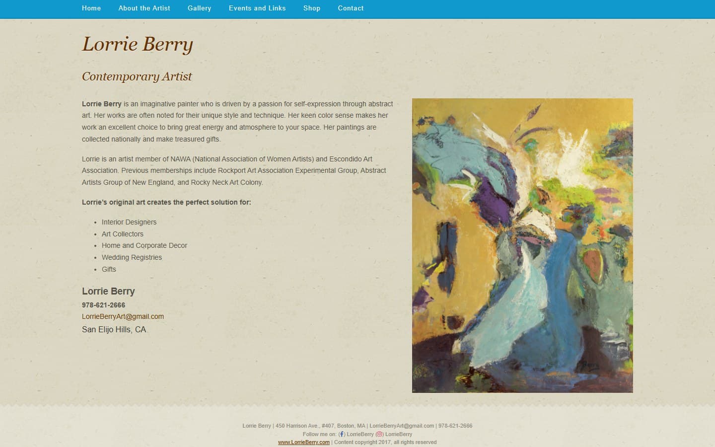Contemporary abstract oil painting displayed in art gallery setting