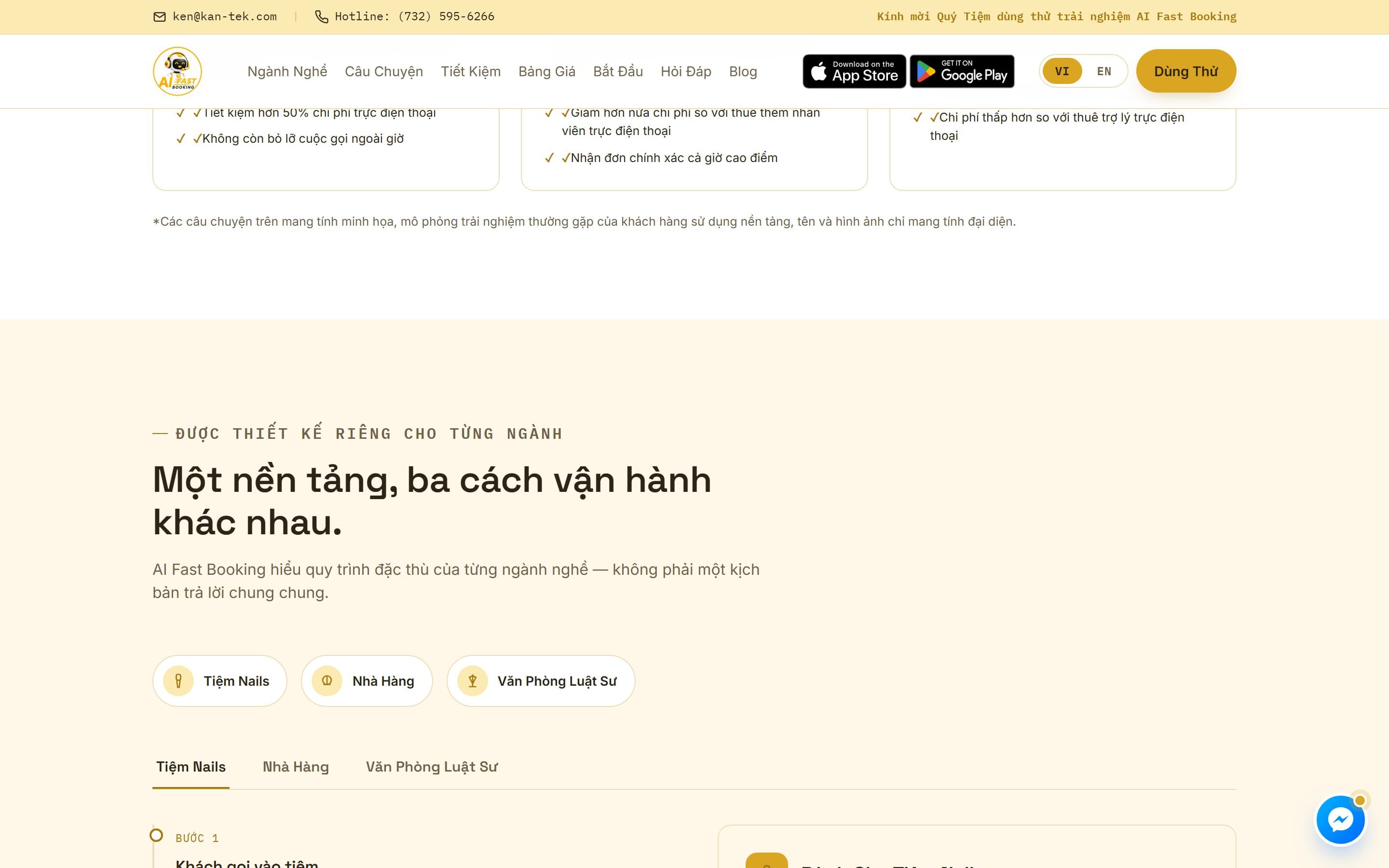 AI Fast Booking industry workflows for nails, restaurants, law