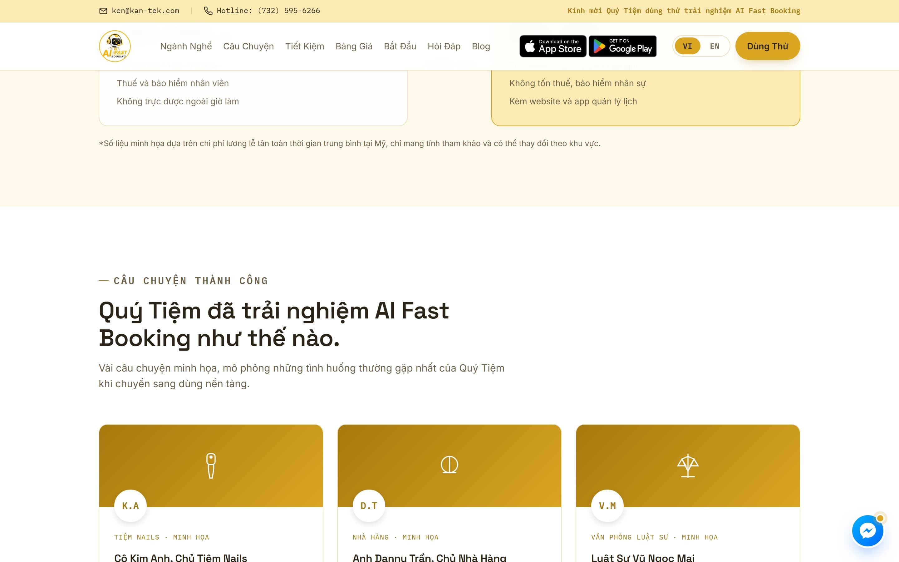Success stories section from aifastbooking.com
